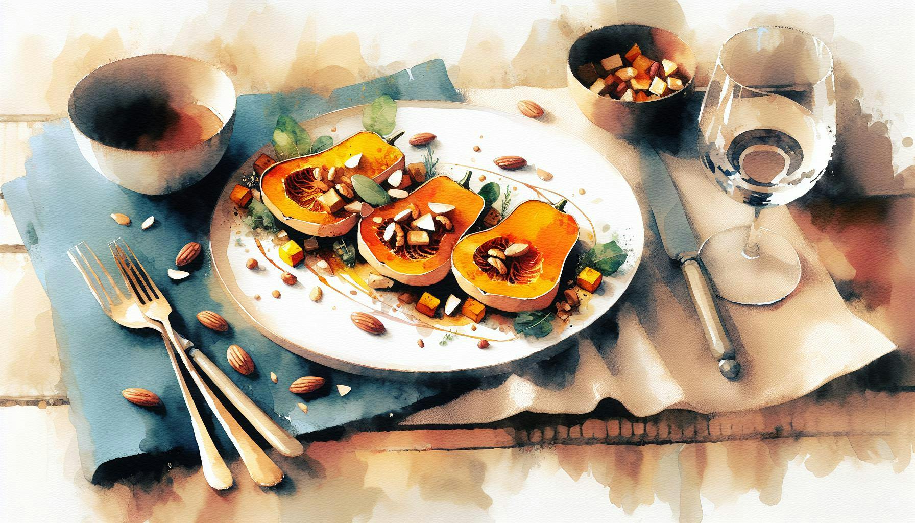 Generated painting of Butternut Squash Steaks with Honey Nut Topping