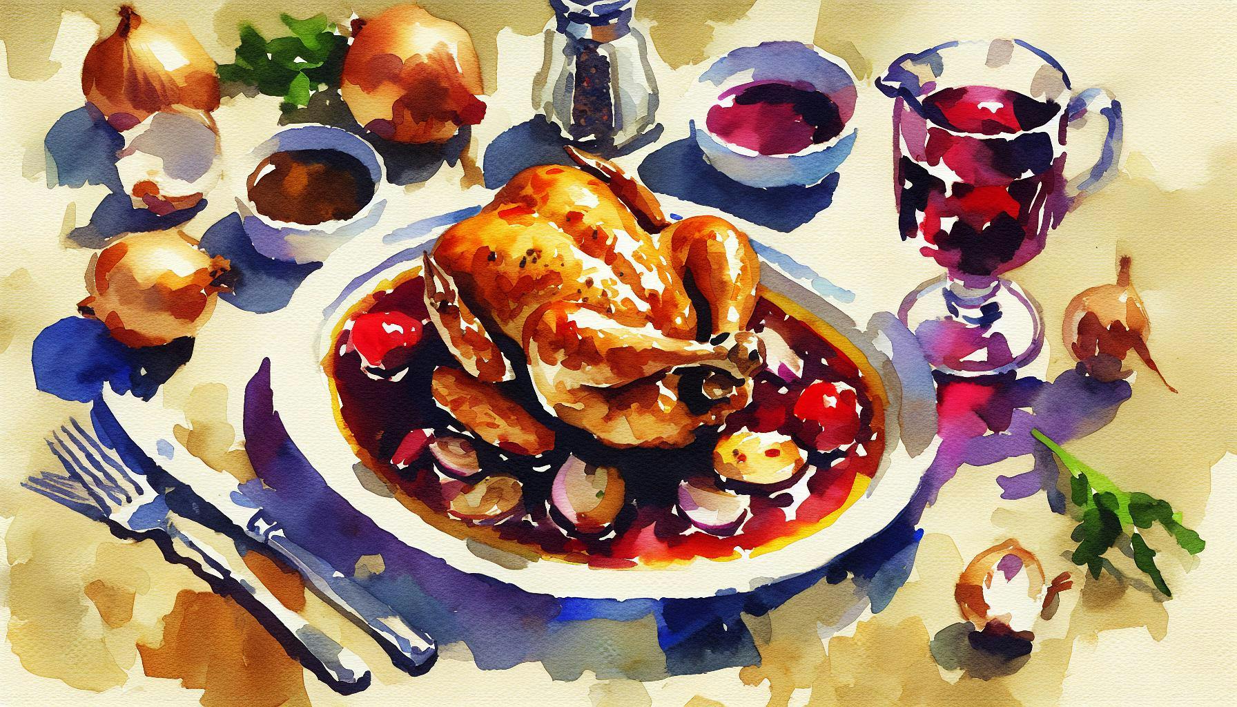 Generated painting of Chicken in Red Wine Vinegar Sauce