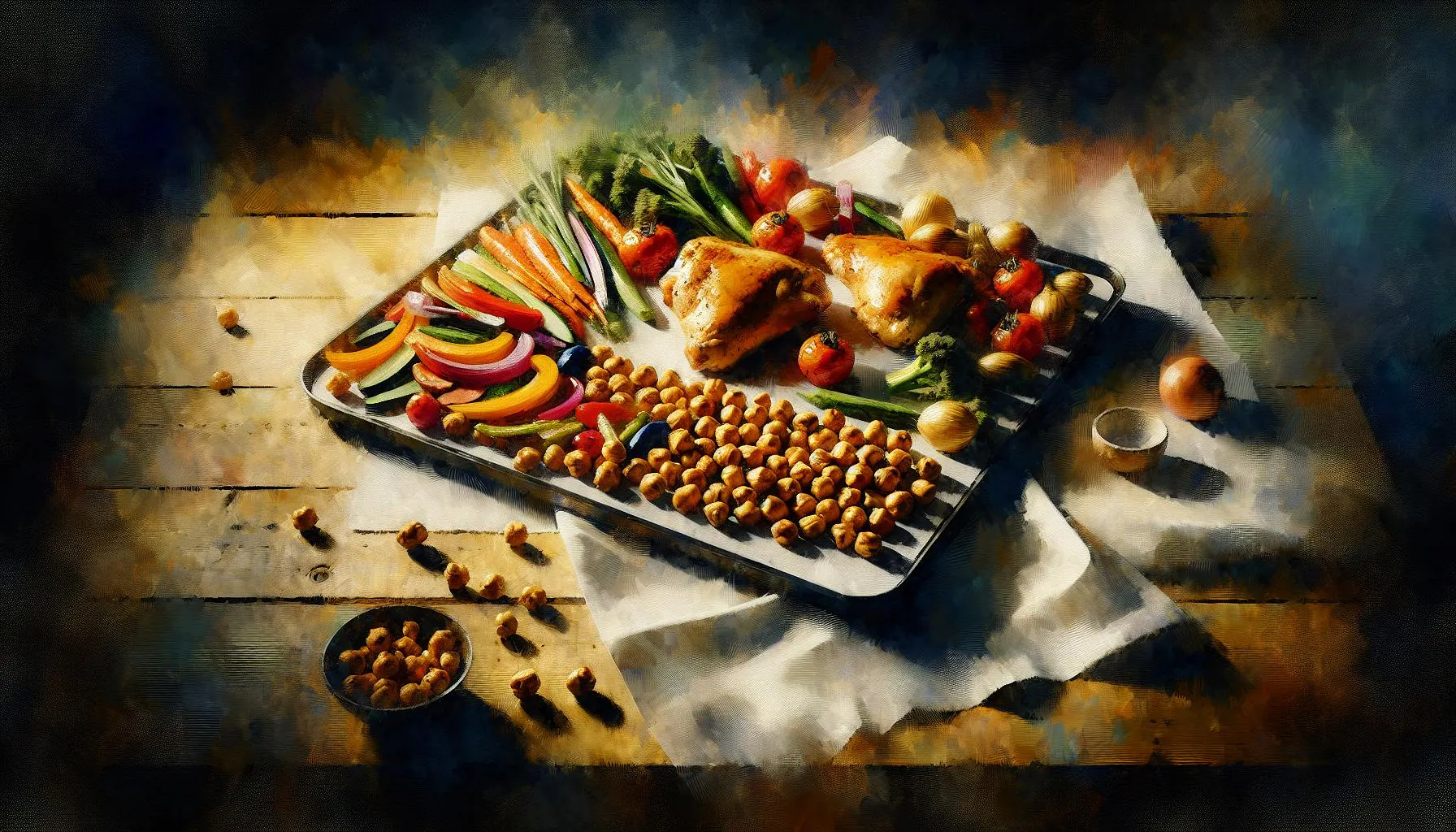 Generated painting of Chicken Shawarma Sheet Pan Dinner