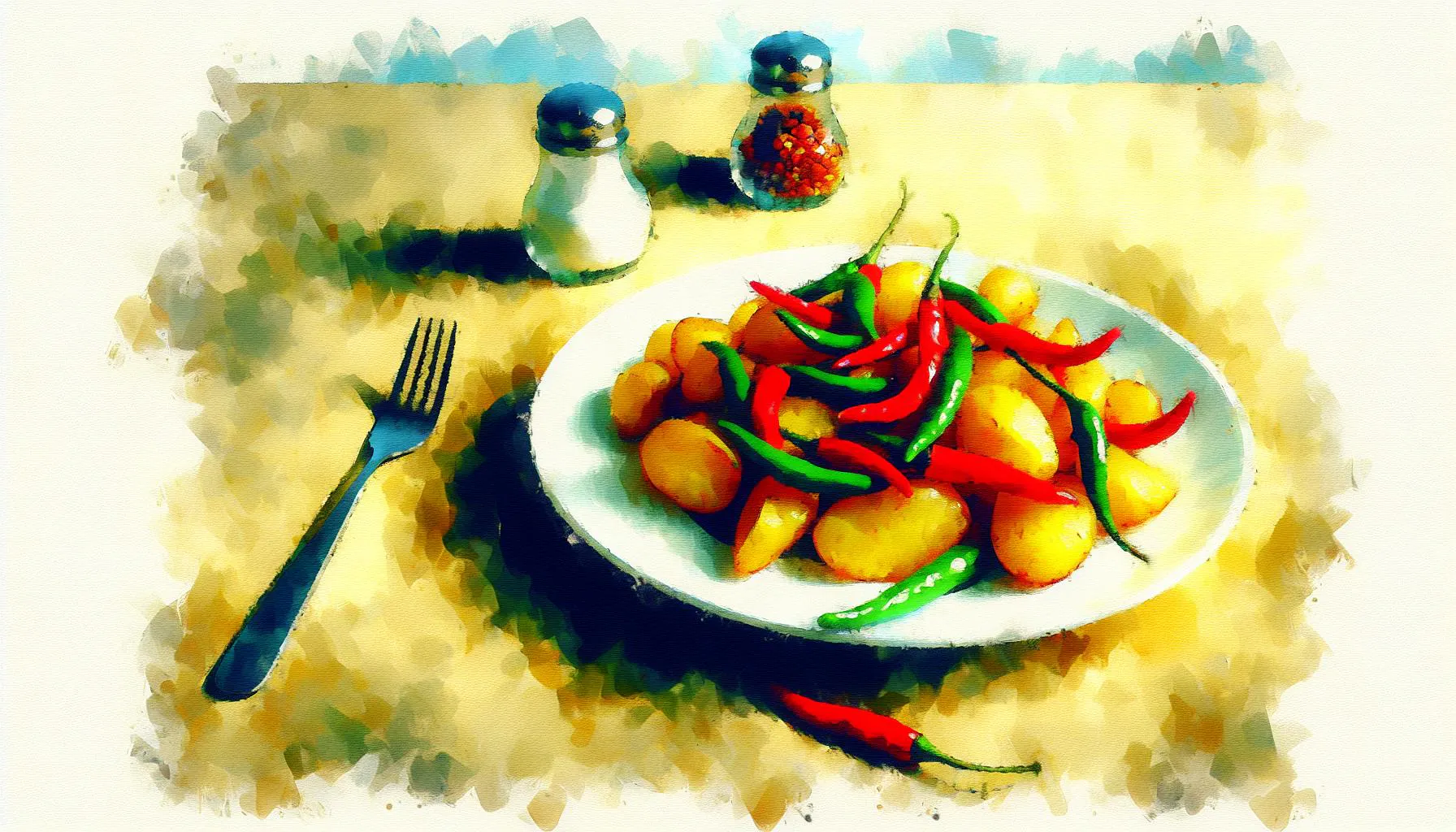 Generated painting of Chinese Potatoes with Chilli Beans