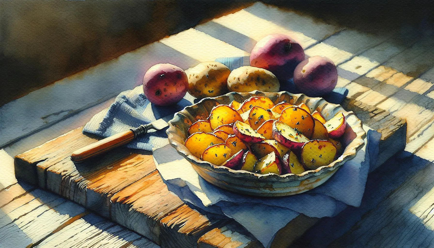 Generated painting of Cider Scalloped Potatoes w Smoked Gouda