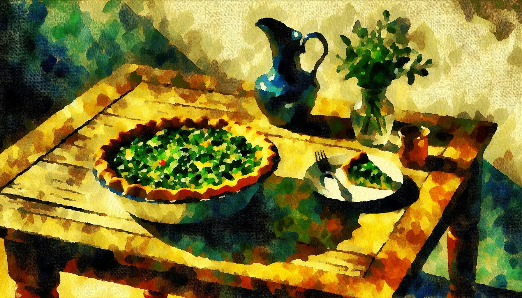 Generated painting of Greek Greens and Spinach Pie