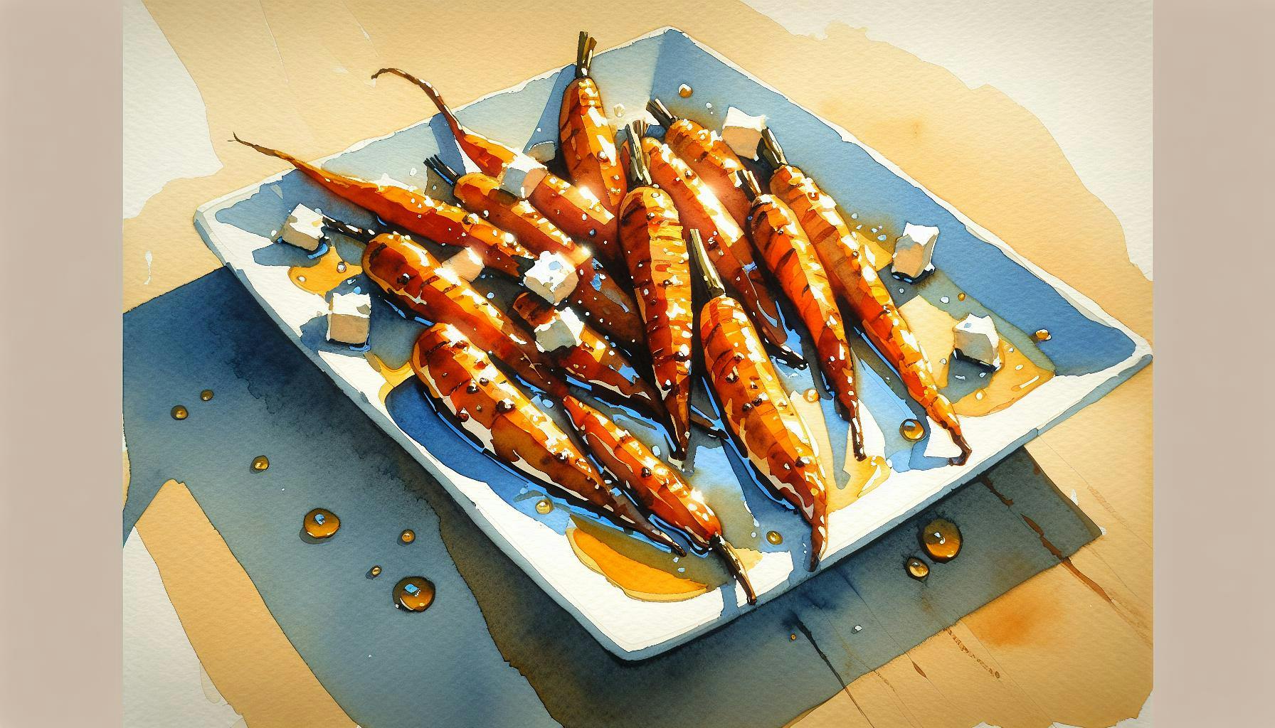 Generated painting of Hot Honey Roasted Carrots with Goat Cheese