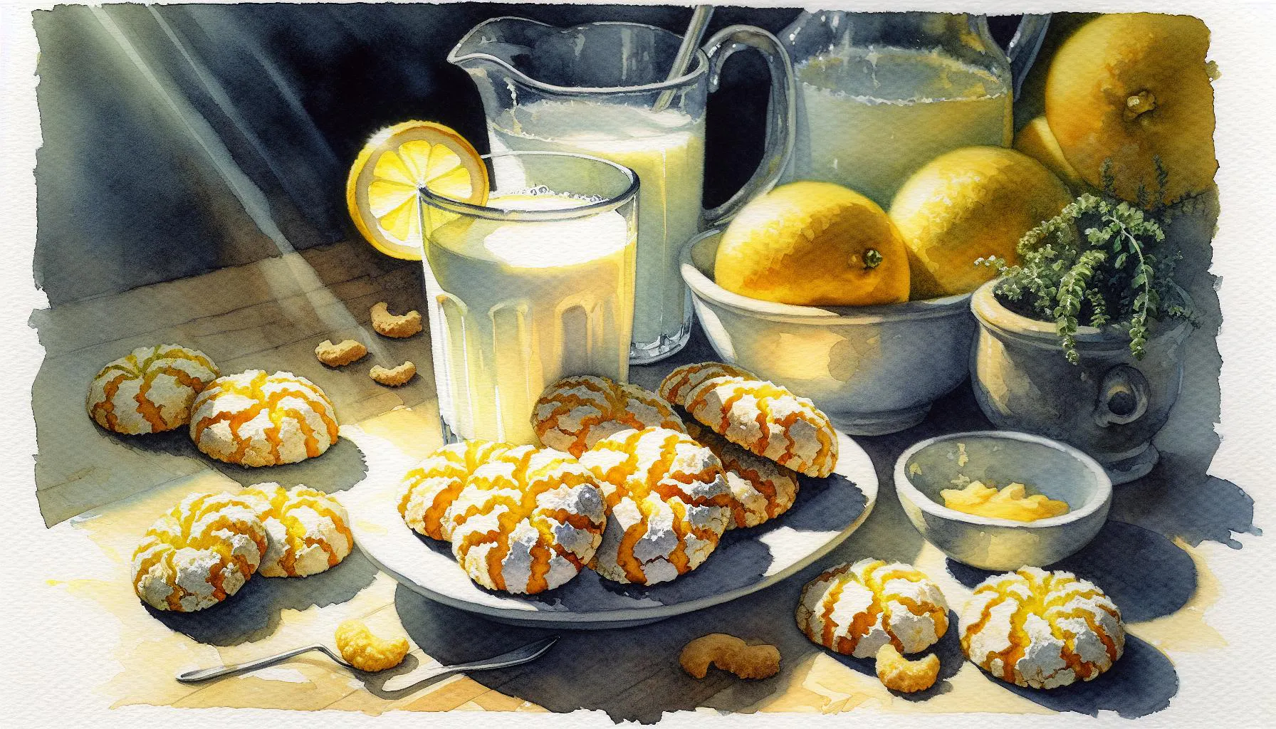 Generated painting of Lemon-Turmeric Crinkle Cookies
