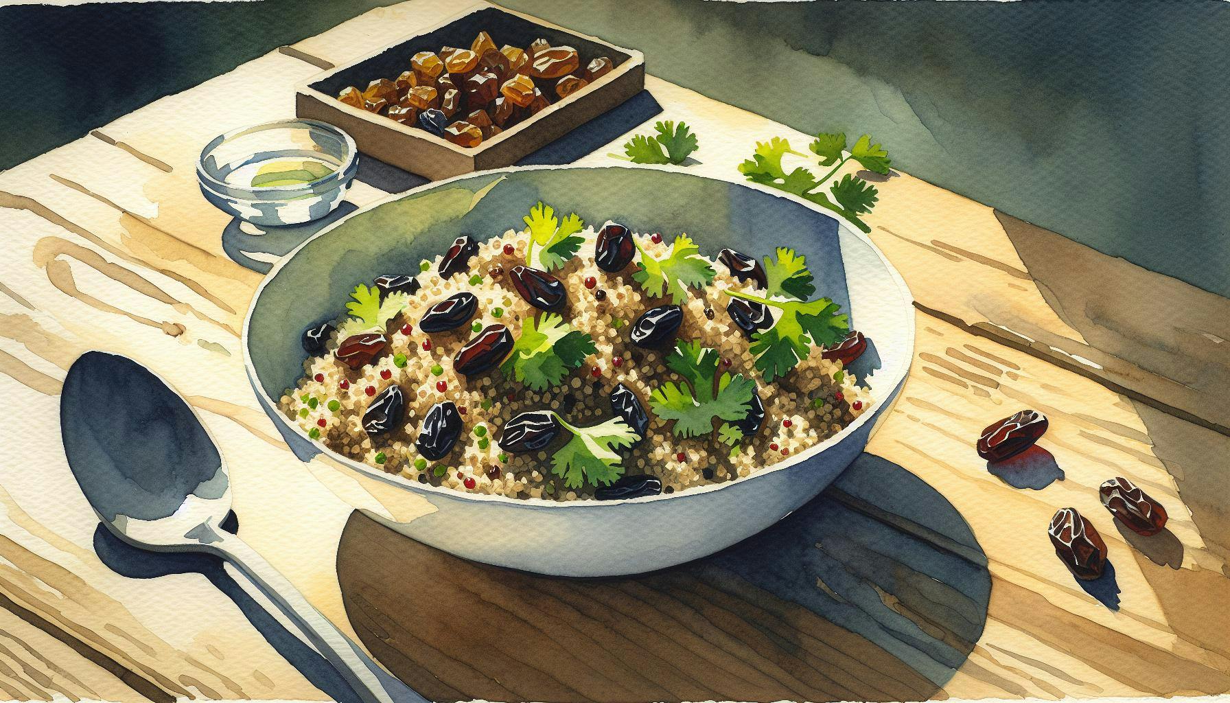 Generated painting of Quinoa Pilaf with Raisins, and Cilantro