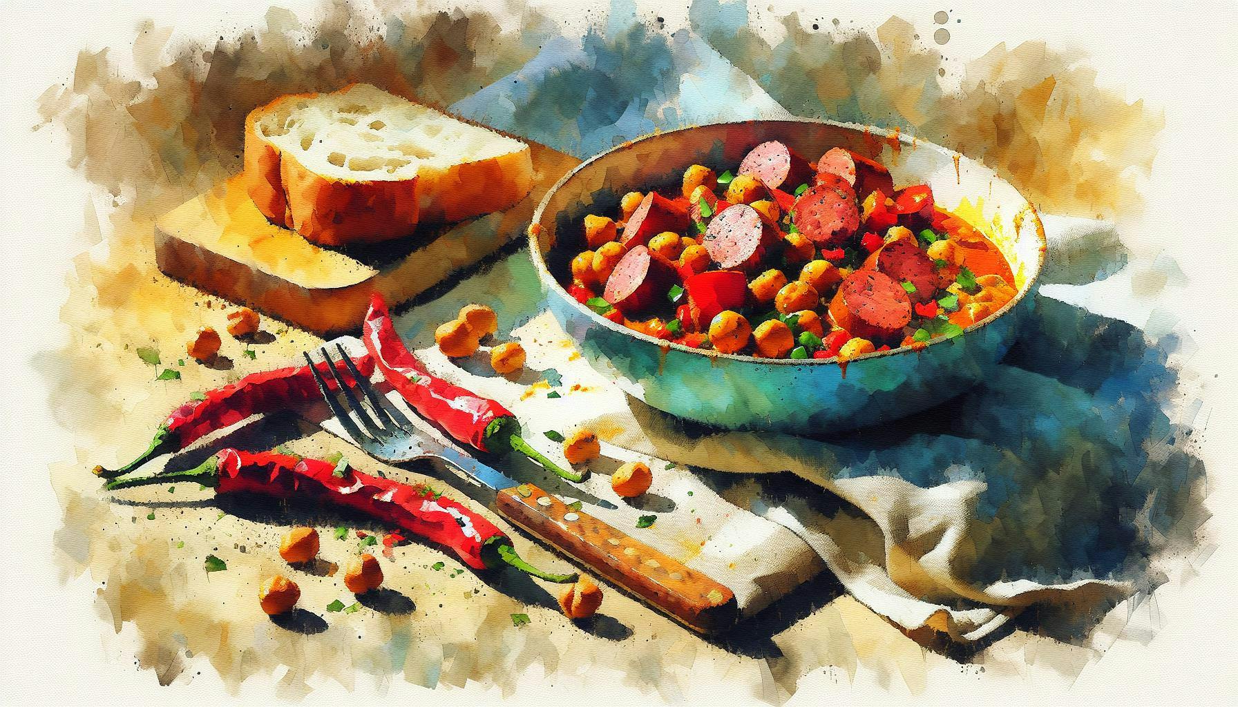 Generated painting of Sausage and Chickpea Curry