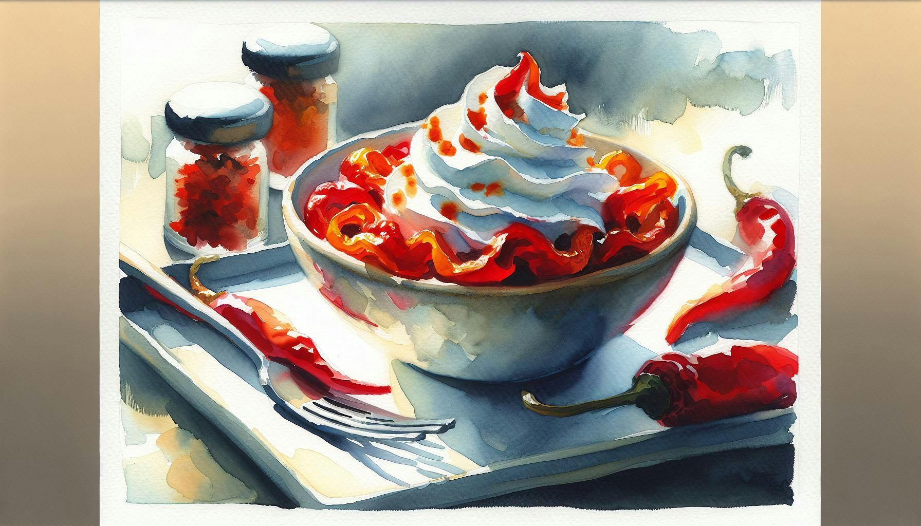 Generated painting of Spicy Roasted Red Pepper Whipped Feta