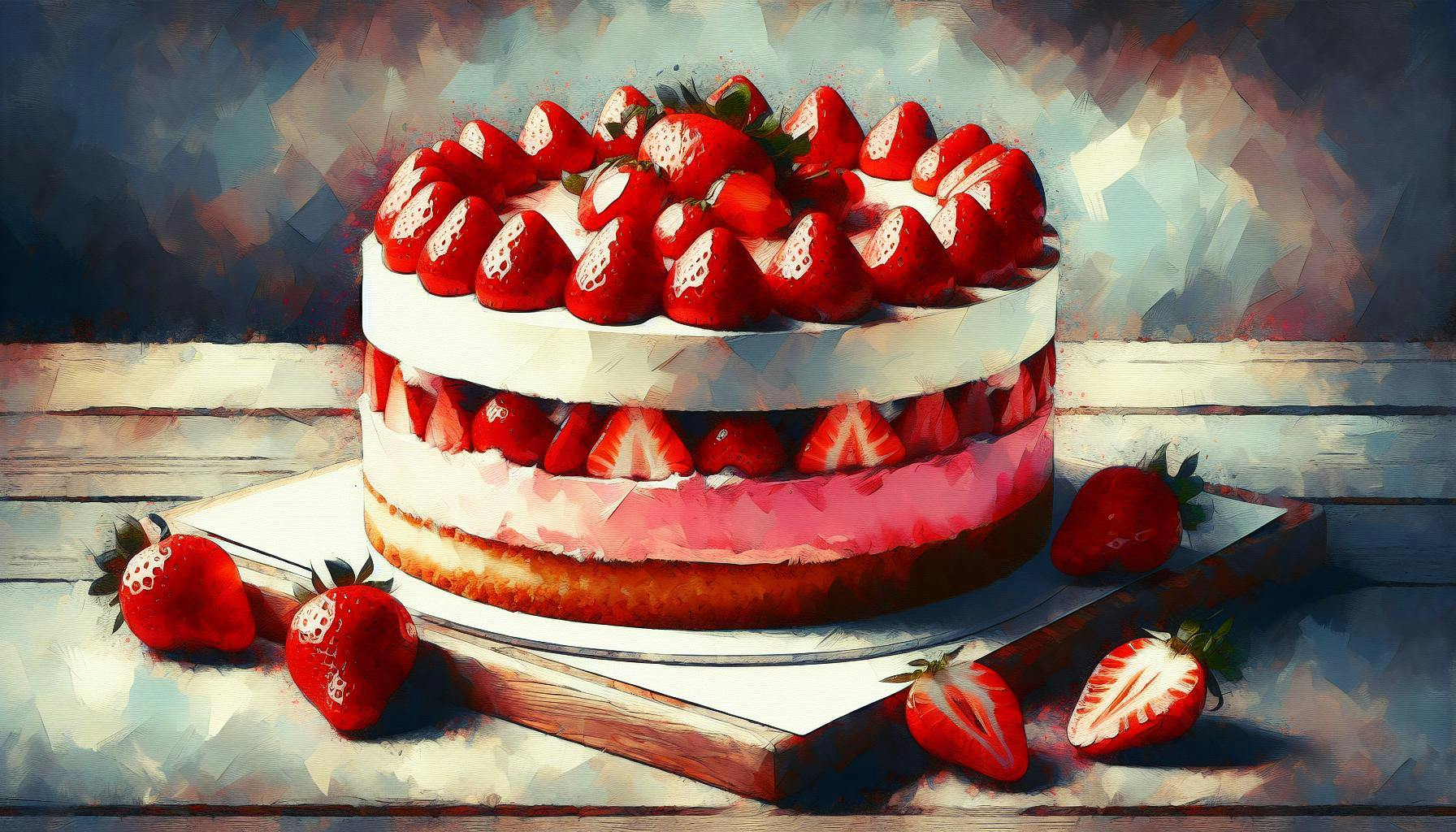 Generated painting of Strawberry Mascarpone Cake