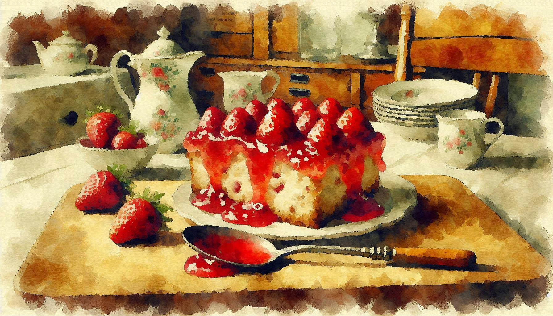 Generated painting of Strawberry Spoon Cake