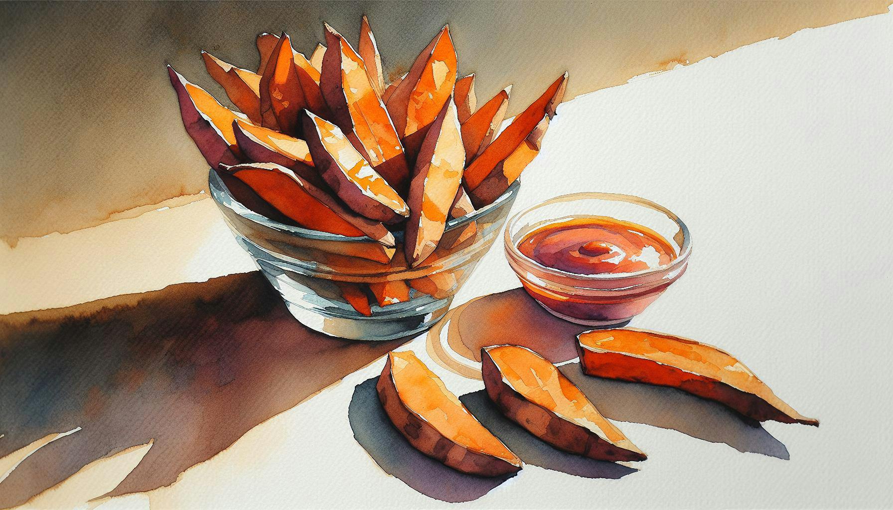 Generated painting of Sweet Potato Wedges with Dipping Sauce