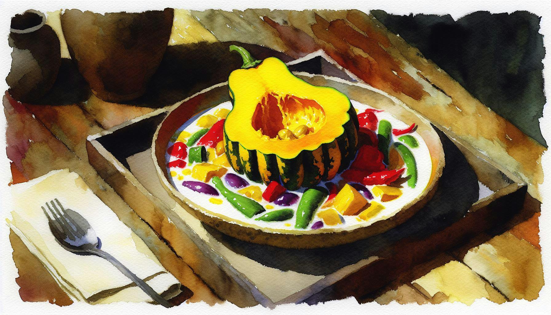 Generated painting of Thai Acorn Squash Curry