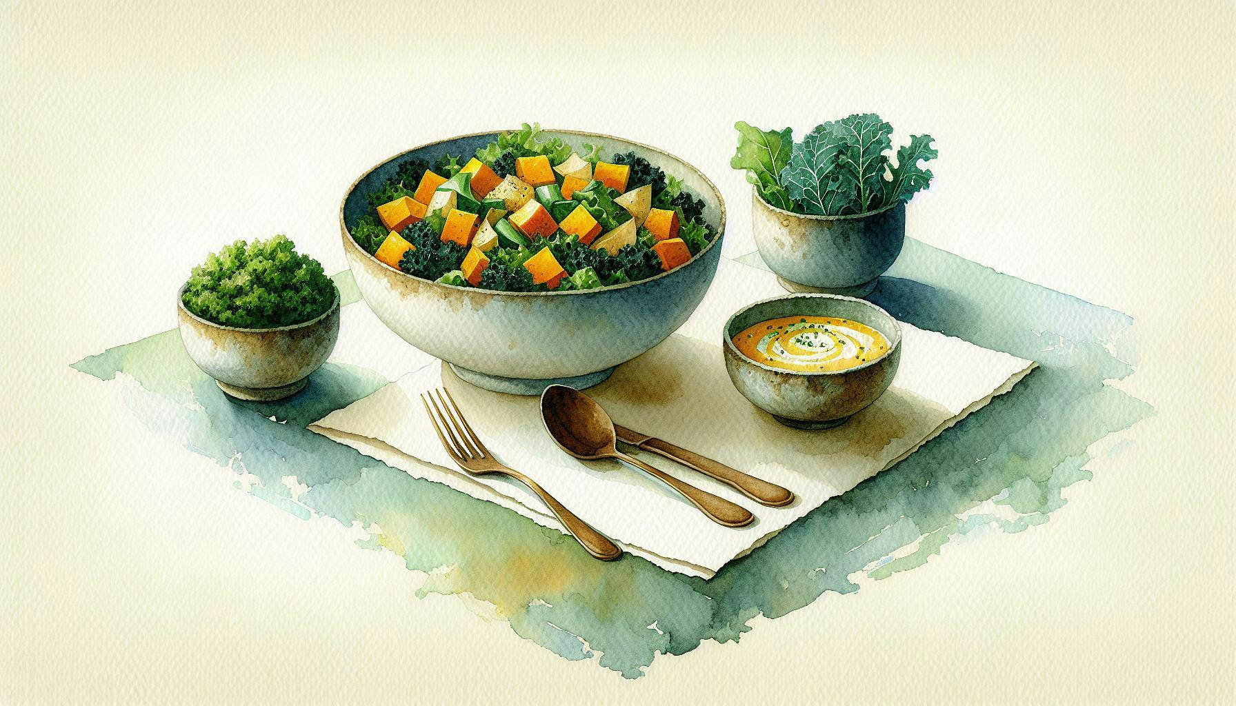 Generated painting of Thai Butternut Squash Quinoa Salad (Vegan)