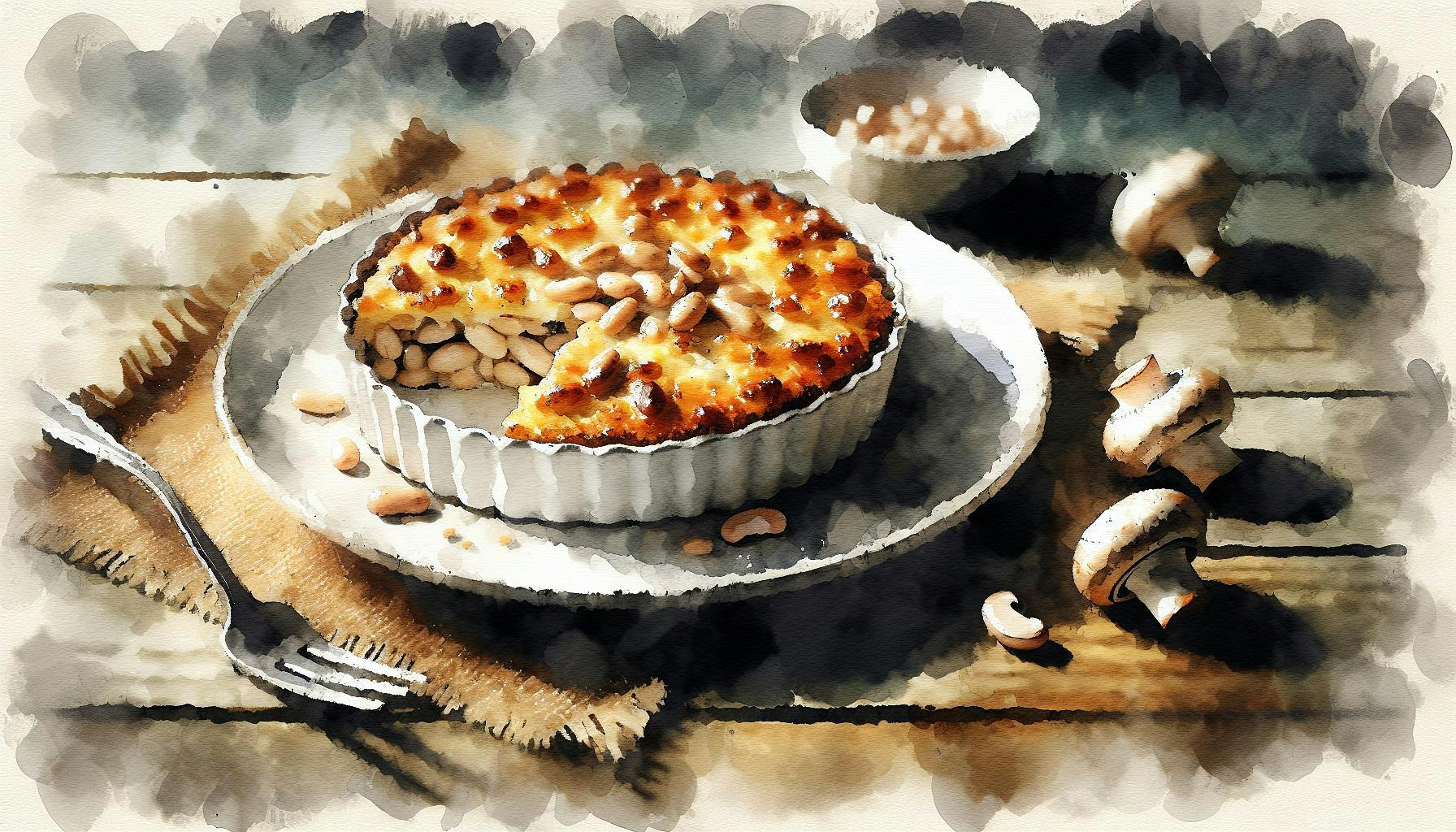 Generated painting of White Bean and Mushroom Gratin